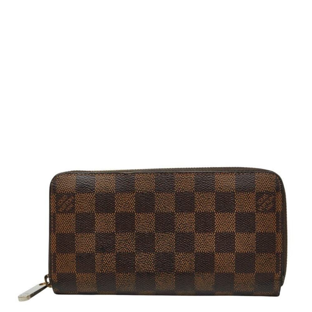 Louis Vuitton Damier Ebene Zippy Wallet Zip Around Long Wallet Brown